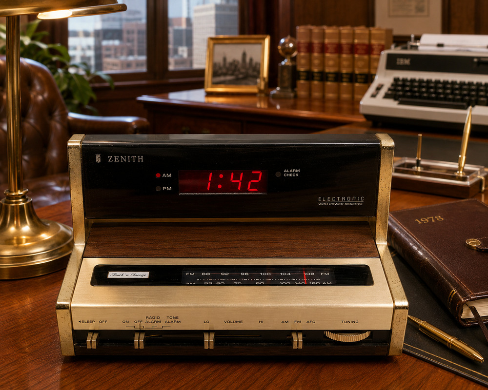 Vintage Zenith J465W Billboard AM/FM Electronic Clock Radio Tested Working LED